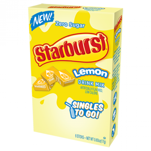 Starburst Drink Mix Lemon Flavour Zero Sugar Sachets USA (6 Sticks) (12x17g)