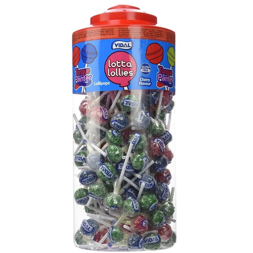 Vidal Lotta Lollies Tongue Painter Cherry Lollipop (150 Pack)