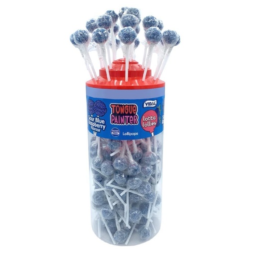 Vidal Zoom Tongue Painter Sour Blue Raspberry Lollipop (150pack)