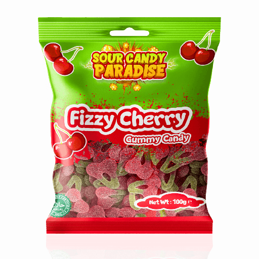 Sour Candy Paradise Gummy Candy Fizzy Cherries (12x100g)