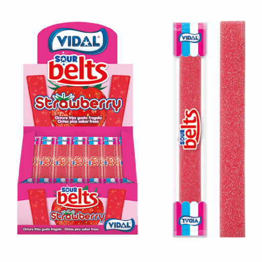 Vidal Sour Belts Strawberry Flavour (150x9g)