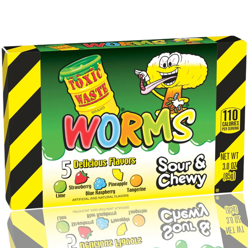 Toxic Waste Sour & Chewy Worms Theatre Box (12x85g)