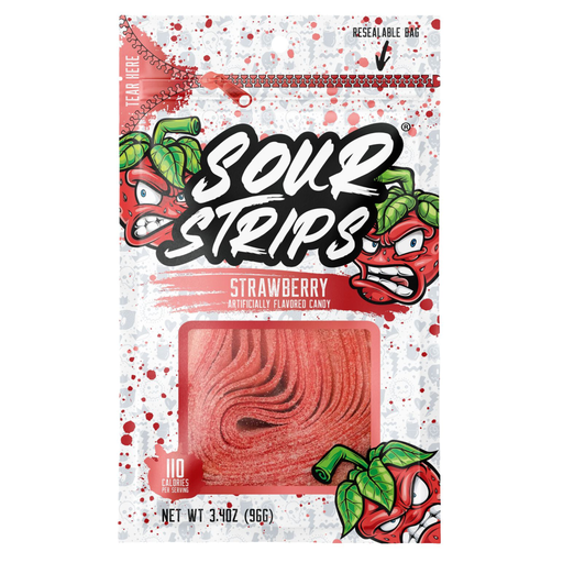 Sour Strips Strawberry Flavoured Peg Bag USA (12x96g)