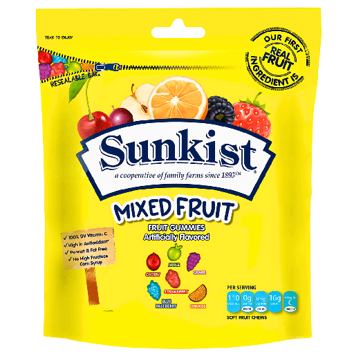 Sunkist Fruit Gummies Mixed Fruit Flavour USA (6 x 793g)
