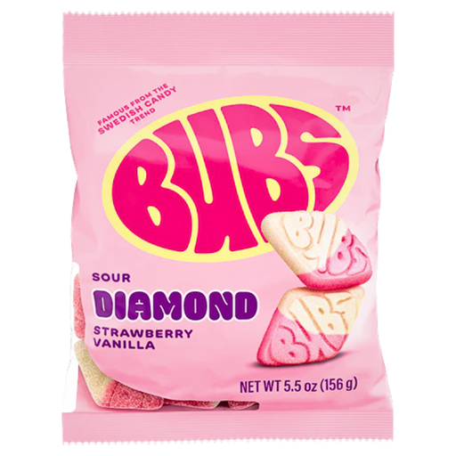 Bubs Candy Sour Diamond Strawberry Vanilla Flavour USA (08 x 156g)