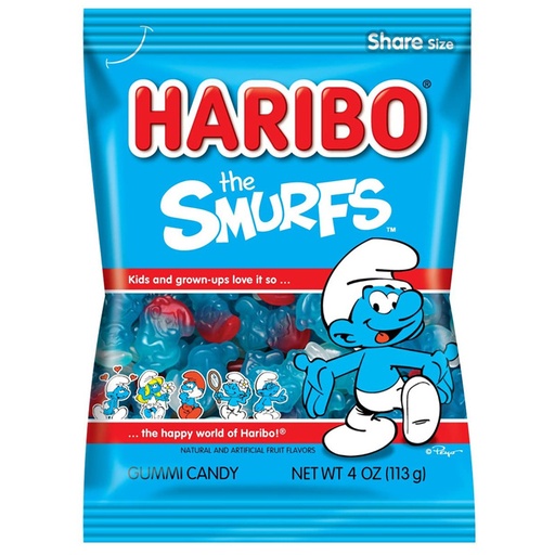 Haribo Smurfs Peg Bag 4oz (12×113g) USA
