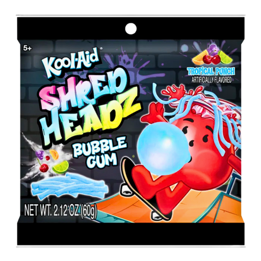 Kool-Aid Tropical Punch Shred Headz Bubblegum Peg Bags USA (12x60g)