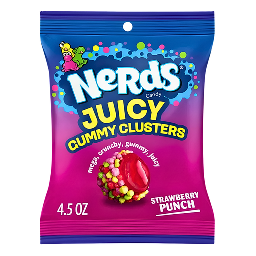 Nerds Juicy Gummy Clusters Strawberry Punch Peg Bag pack USA (12x127g)