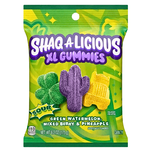 Shaq A Licious XL Gummies Peg Bags Sour Flavour USA (12 x 175g)