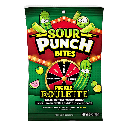 Sour Punch Bites Pickle Roulette Flavour Peg Bag USA (12x142g)