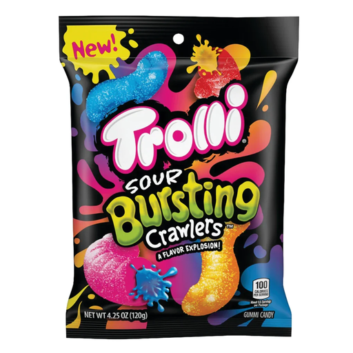 Trolli Sour Bursting Crawlers peg bag USA (12 x 120g)